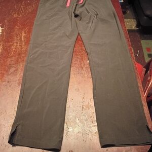 Wide Leg Women’s Scrubs Pants with Pink Drawstring